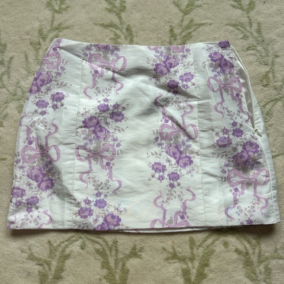 LoveShackFancy Purple Mini Pencil Skirt for Casual Wear